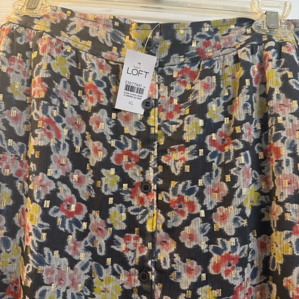 LOFT- NWT XL Floral Button-Front Maxi Skirt